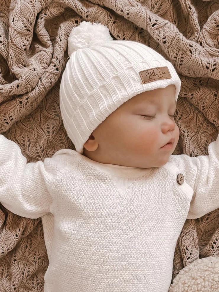 Little B's Ribbed Beanie - Milk | Luna + Luca
