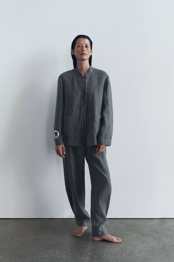 LINEN JACKET WITH TIES ZW COLLECTION | Zara UK