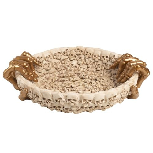 caiydramy Halloween Candy Dish with Hand, 10.6" Large Resin Decorative Skull Bowl, Spooky Skeleton Serving Dish for Kitchen Home Table Decorations, Halloween Gifts Decor | Amazon (US)
