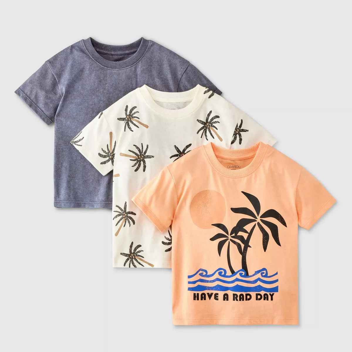 Grayson Mini Toddler Boys' 3pk Short Sleeve Jersey T-Shirt - Orange/White/Purple 3T | Target