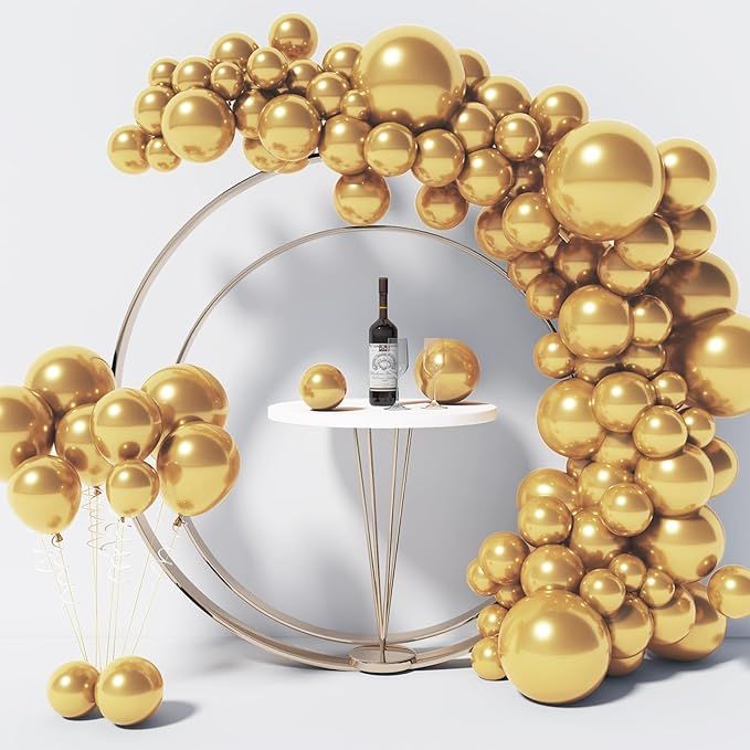 130PCS Metallic Gold Balloons Different Sizes 18" 12" 10" 5" Balloon Garland Arch Kit perfect for... | Amazon (US)