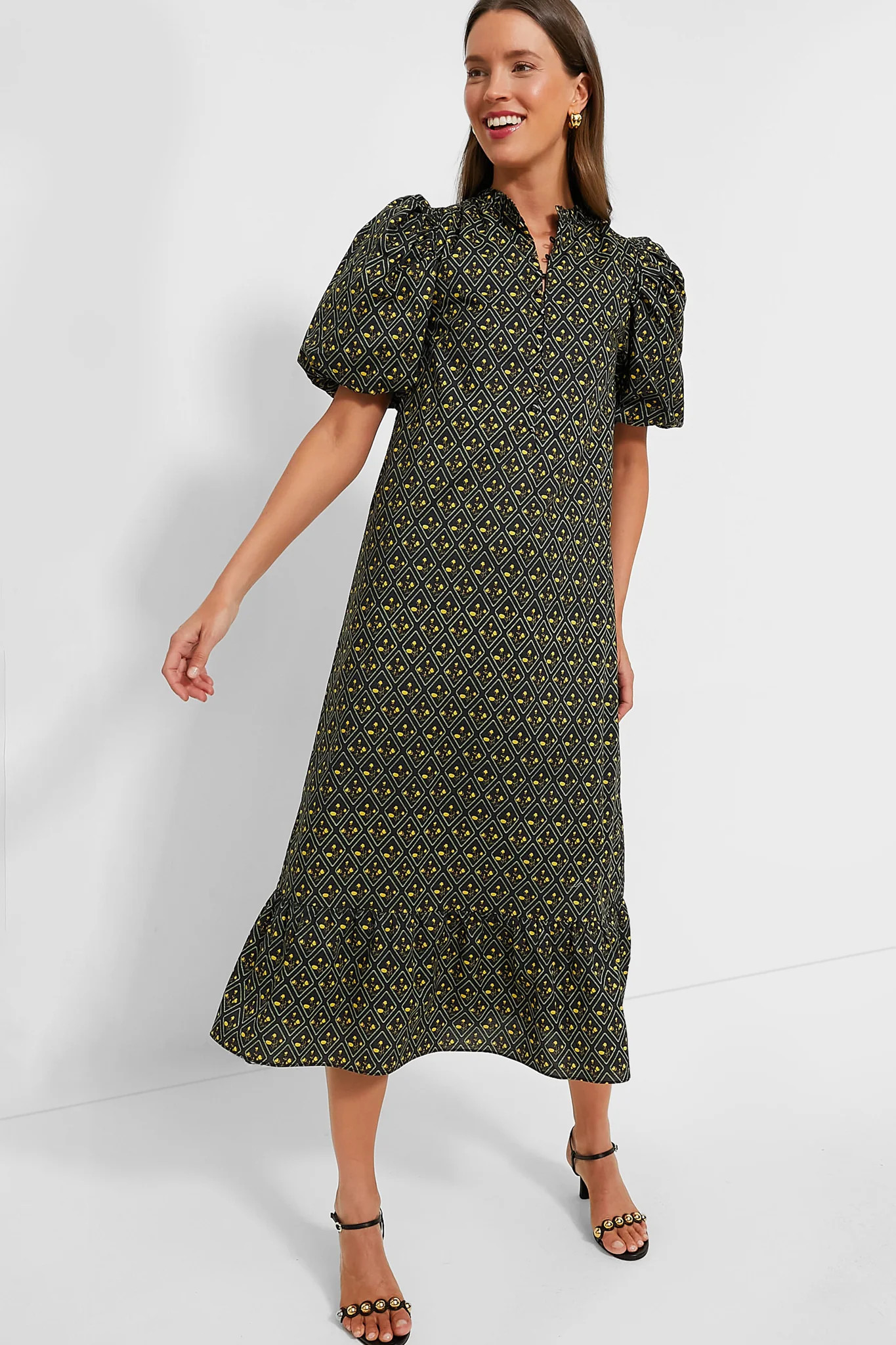 Black Diamond Floral Mimi Midi Dress | Tuckernuck (US)