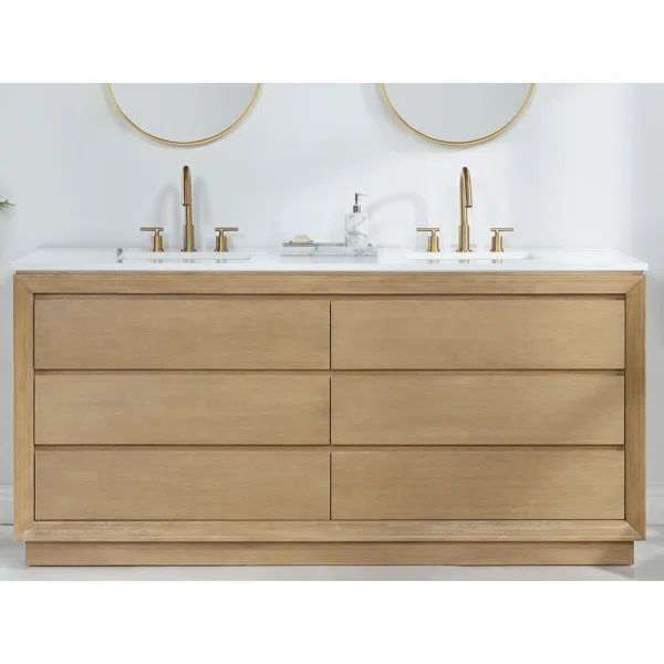Calana 72'' Double Bathroom Vanity with Quartz Top | Wayfair North America