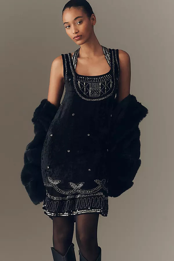 By Anthropologie Sleeveless Beaded Mini Dress | Anthropologie (US)
