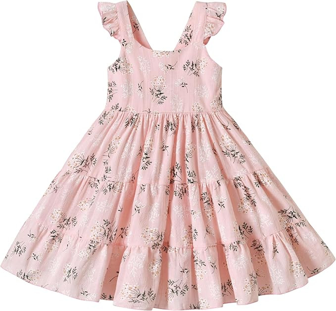 Kids Toddler Baby Girls Dress Ruffle Sleeveless Princess Dress Summer Beach Sundress | Amazon (US)