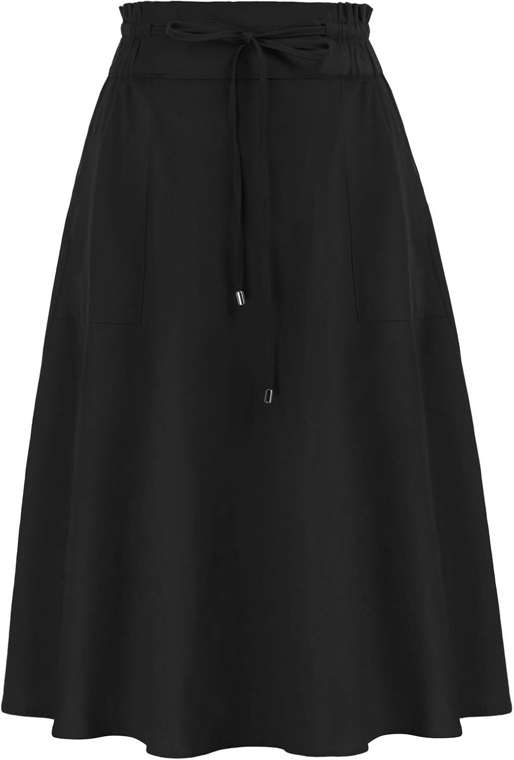 KANCY KOLE Women Casual Cotton Linen Skirts Frill Tie Waist A-Line Midi Skirt with Pockets S-XXL | Amazon (US)