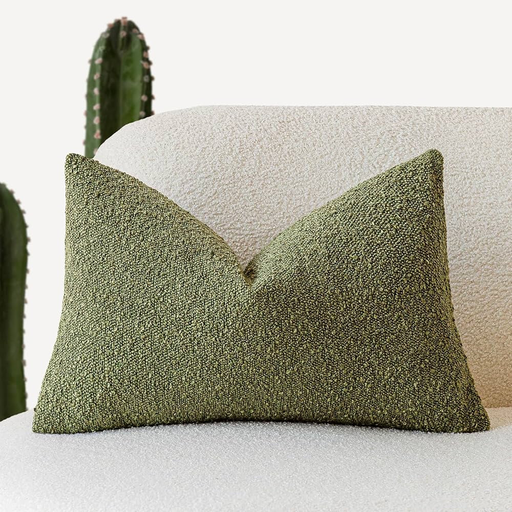 Foindtower Textured Boucle Throw Pillow Covers Accent Solid Lumbar Pillow Cases Cozy Soft Decorat... | Amazon (US)