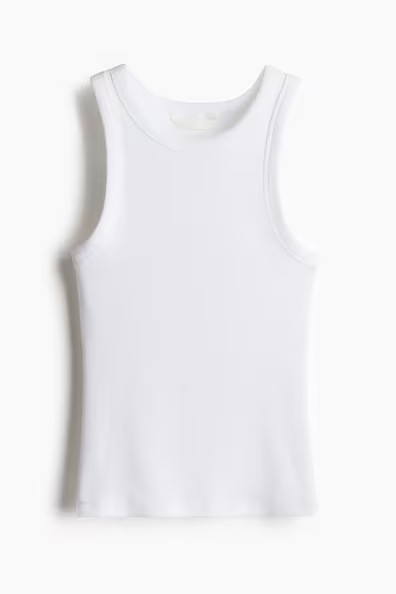 H & M - Ribbed Tank Top - White | H&M (US + CA)