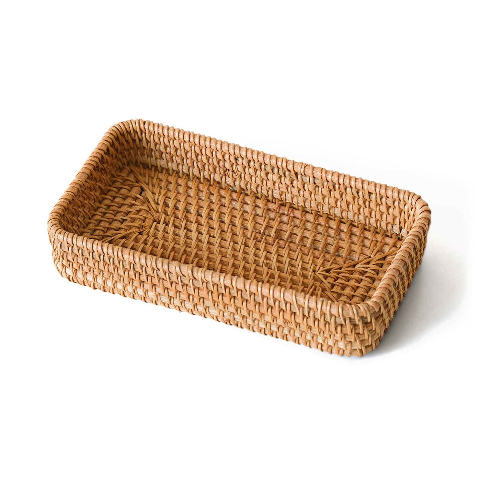 Small Rattan Serving Tray, Natural Wicker Decorative Tray Handwoven for Keys Trinkets Rings Cosme... | Amazon (US)