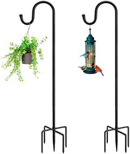 60" Shephards Hook for Outdoor, Heavy Duty Bird Feeder Pole with 5 Base Prongs, Adjustable Shepherds | Amazon (US)