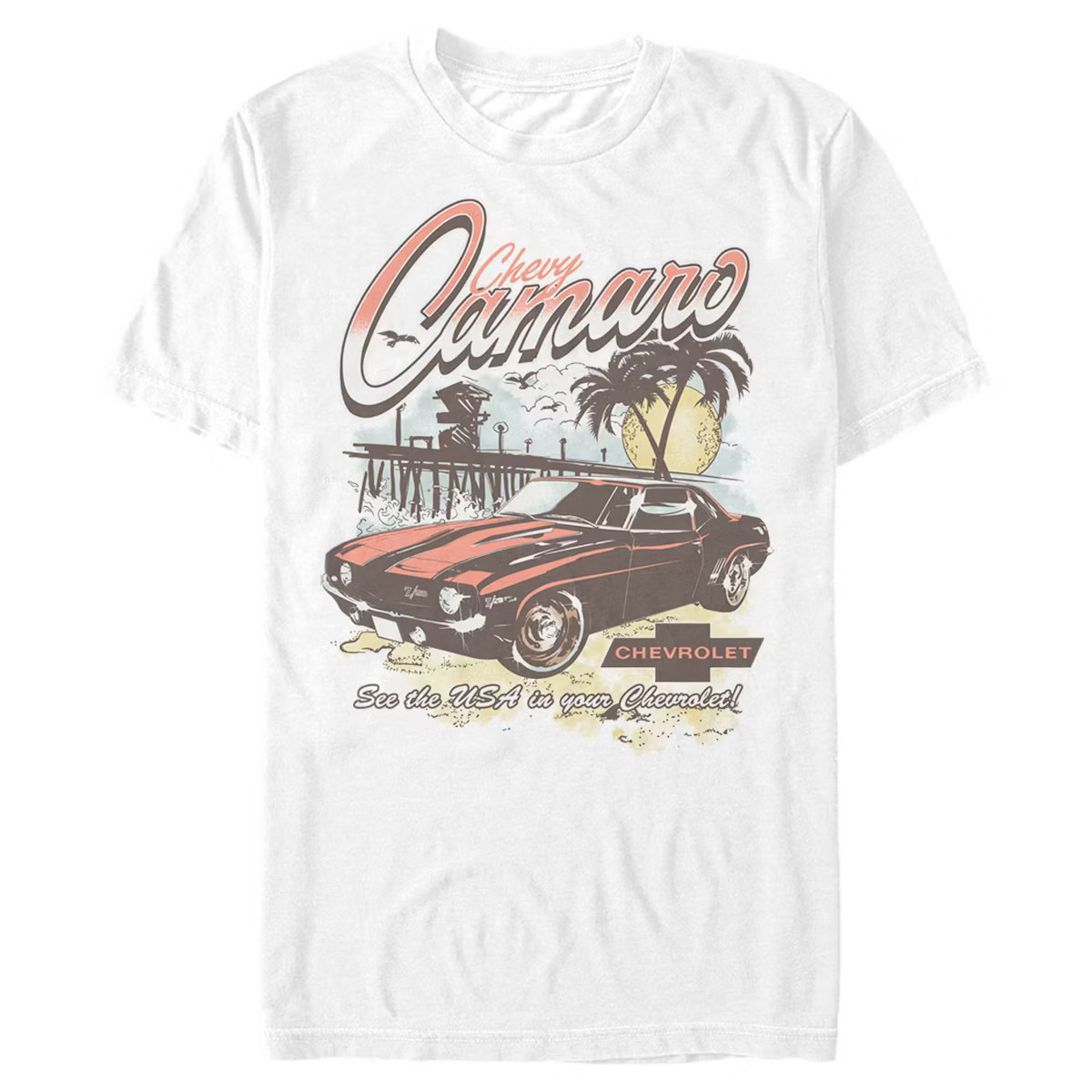 Men's General Motors See the USA in Your Chevrolet Camaro  T-Shirt - White - X Large | Target