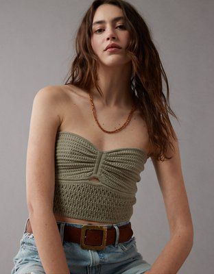 AE Cinch Front Crochet Tube Top | American Eagle Outfitters (US & CA)