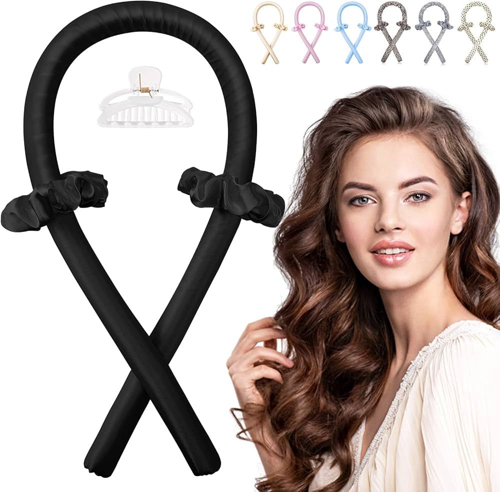 Heatless Curling Rod Headband, IENIN No Heat Hair Curlers to Sleep in Curl Ribbon with Scrunchies... | Amazon (US)