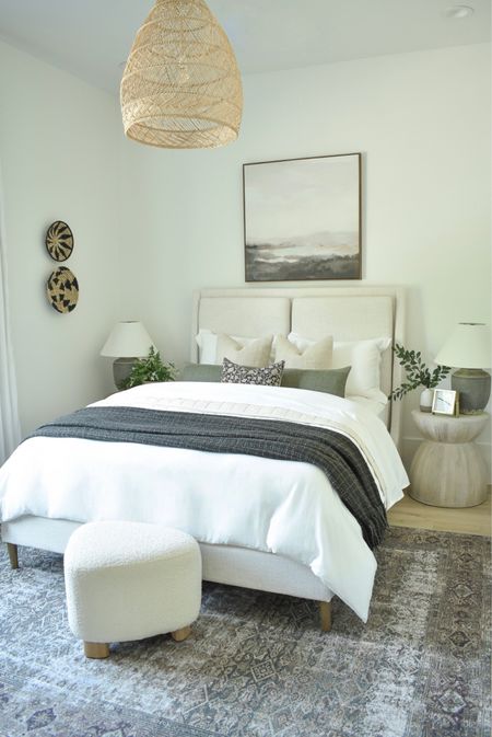 Bedroom. Bedroom decor. Bedroom rug.  Amber Interiors rug. White linen duvet. Targetstyle.  Studiomcgee for target.  Black throw.  

#LTKSeasonal #LTKunder100 #LTKhome