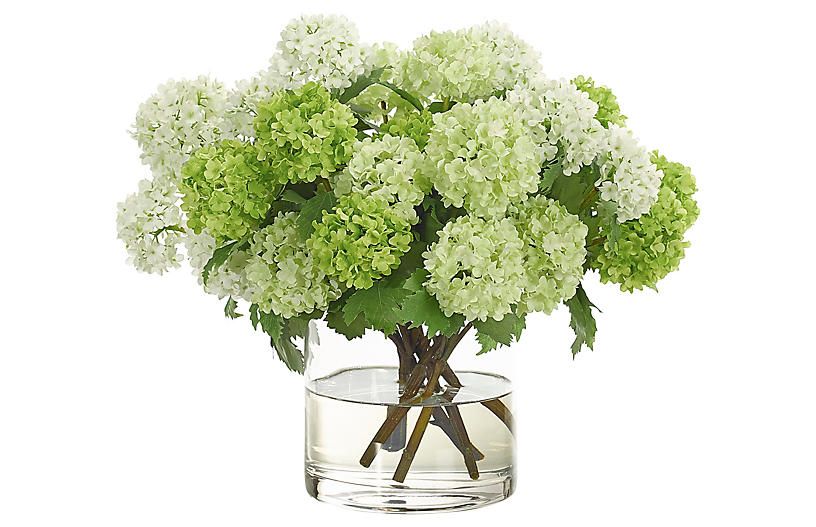 16" Snowball in Cylinder Vase, Faux | One Kings Lane