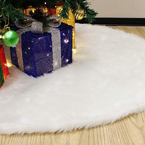 JOYIN 48 Inch Faux Fur Christmas Tree Skirt Snowy White Plush Velvet Skirt for Merry Christmas Holid | Amazon (US)