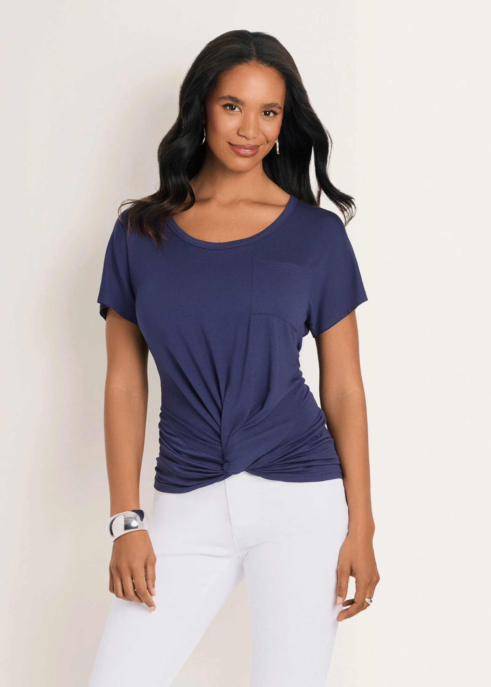 Twisted Knot Detail Tee - Black Iris - L / Black Iris | Venus Swim