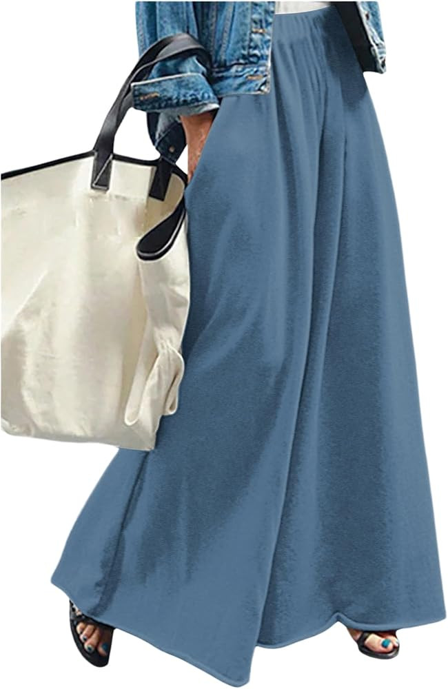 Women's Wide Leg Sweatpants High Elastic Waist Flowy Palazzo Pants Loose Baggy Pants Bottoms | Amazon (US)