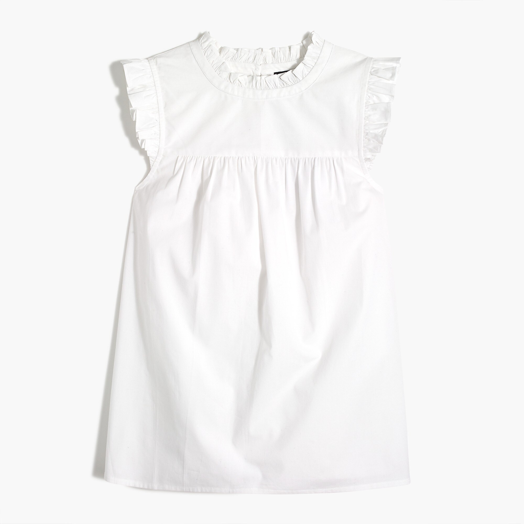 Ruffleneck shirred top in cotton poplin | J.Crew Factory