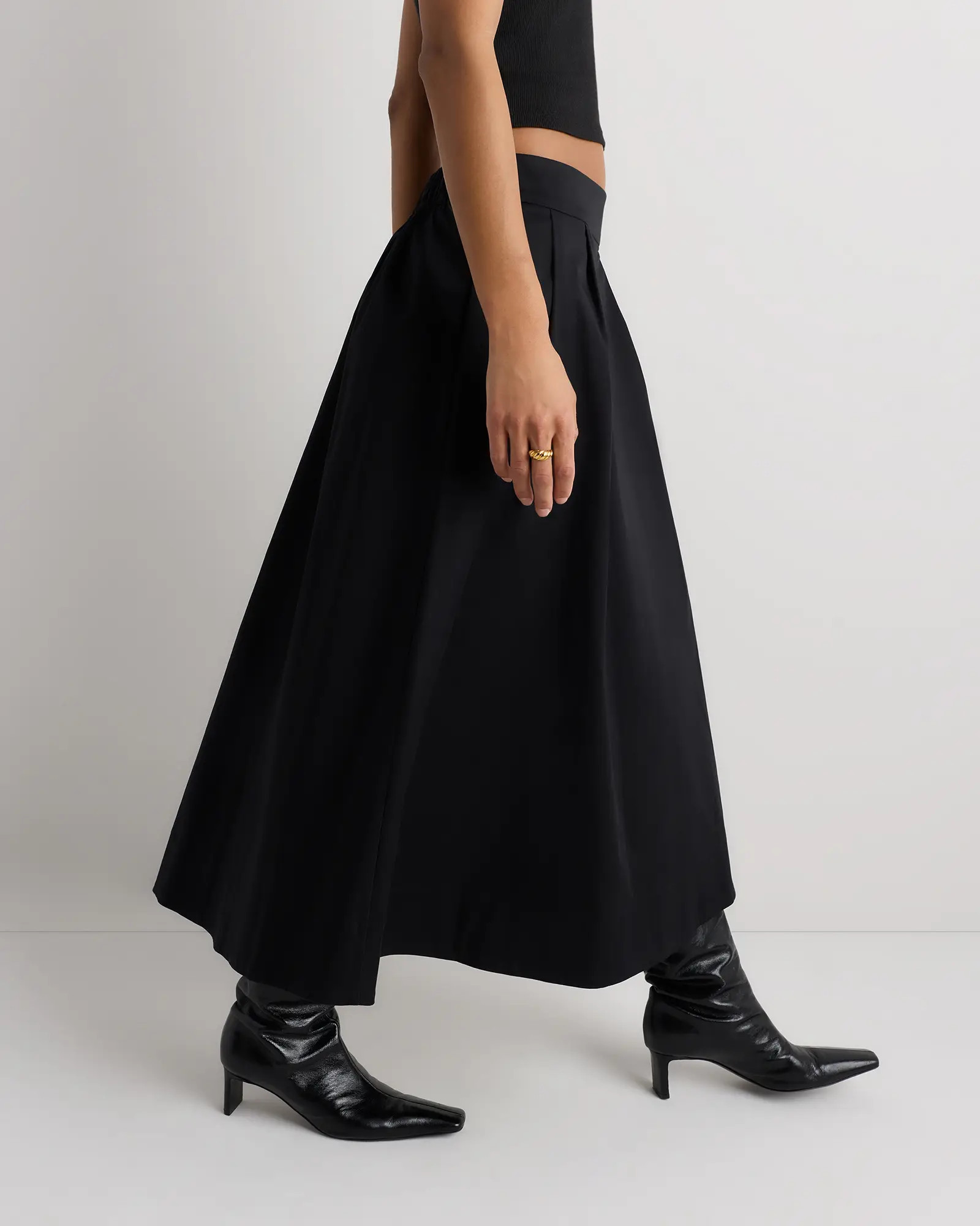 Organic Cotton Sateen A-line Midi Skirt | Quince