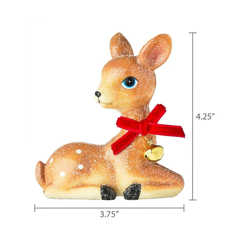 Sitting Deer with Bell Christmas Tabletop Decoration, Brown, 4.33", by Holiday Time | Walmart (US)