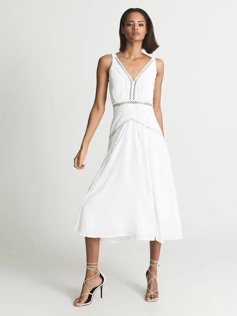 Lace Trim Midi Dress | Reiss US