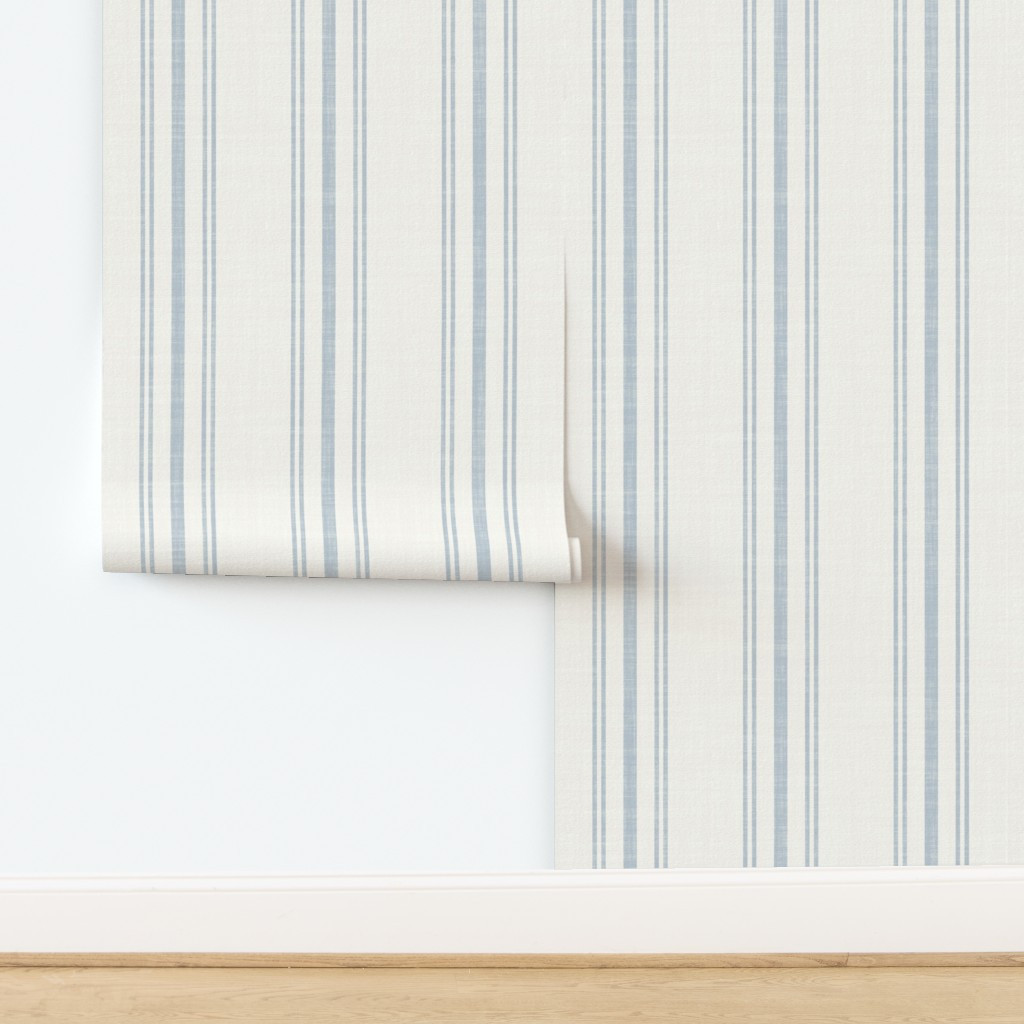 Classic linen texture stripes - pale blue / cream - soft coastal cottage Wallpaper | Spoonflower | Spoonflower