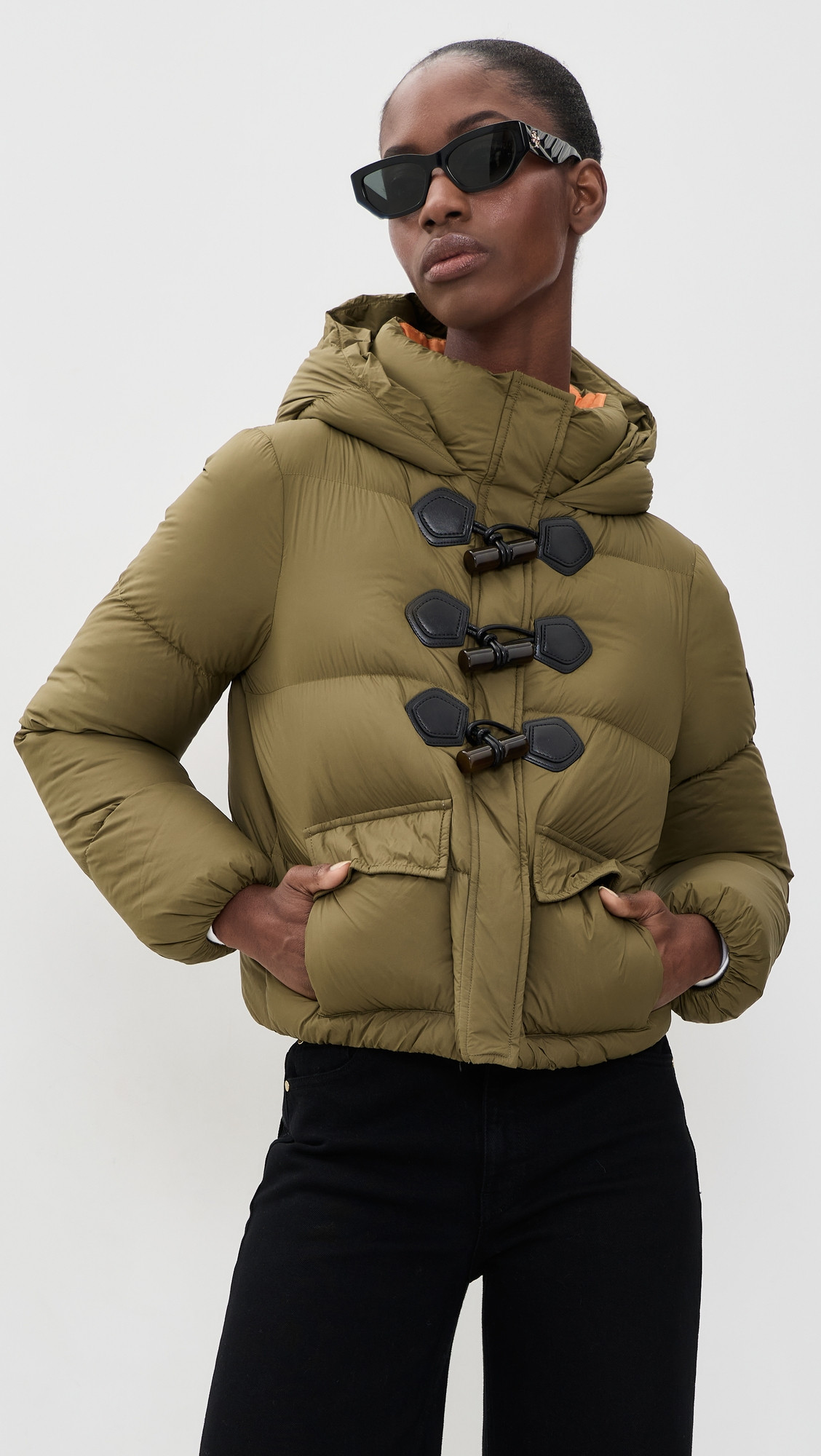 GANNI Future Nylon Quilt Mini Puffer Jacket Military Olive 42 | Shopbop