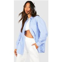 Womens Oversized Fine Stripe Shirt - Blue - 12 | NastyGal UK