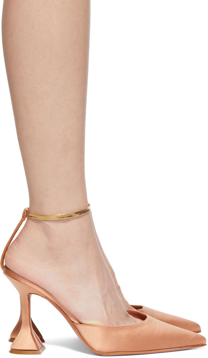 Tan Satin Chain Fiona Mule Heels | SSENSE