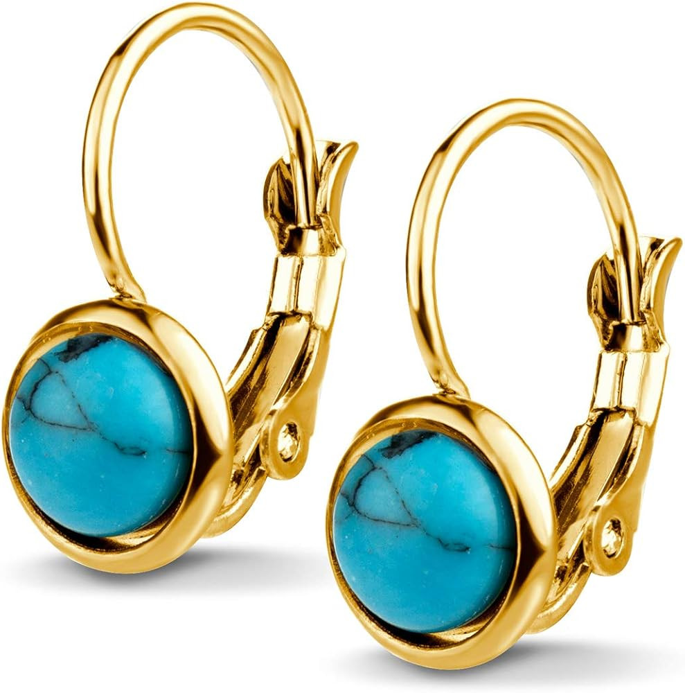 555Jewelry Womens Stainless Steel Stone Cut Classic Leverback Findings Earring, Marble Stone Earr... | Amazon (US)