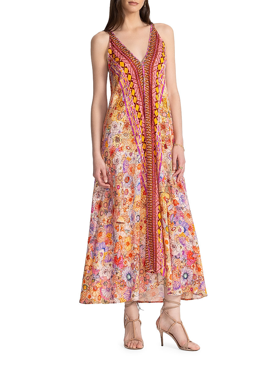 Women's Eva Printed Maxi Dress - Sage Pink Floral - Size Large | Saks Fifth Avenue