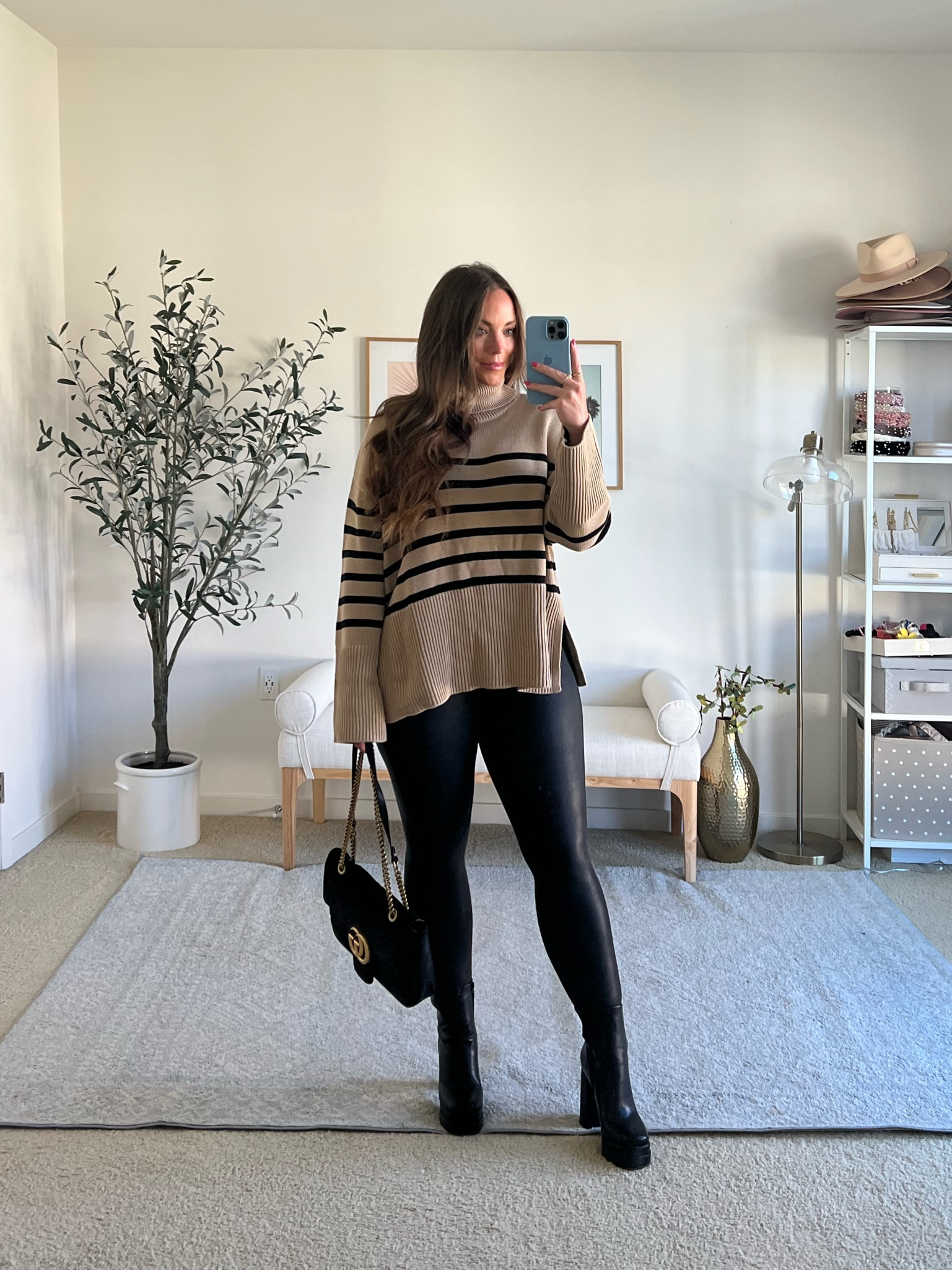 How to style spanx faux leather leggings! Boots + oversized tunic sweater! Love how classic the stripe turtleneck is, comes in two other colors! 

Leggings and top m
Boots se code ‘Brittany’ for 20% off

Fall outfit, fall fashion, fall style 



#LTKshoecrush #LTKunder50 #LTKSeasonal