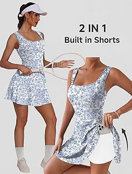 NIASHOT Women's Athletic Dress with Built-in Shorts & Pockets Workout Tennis Golf Active Wear U N... | Amazon (US)