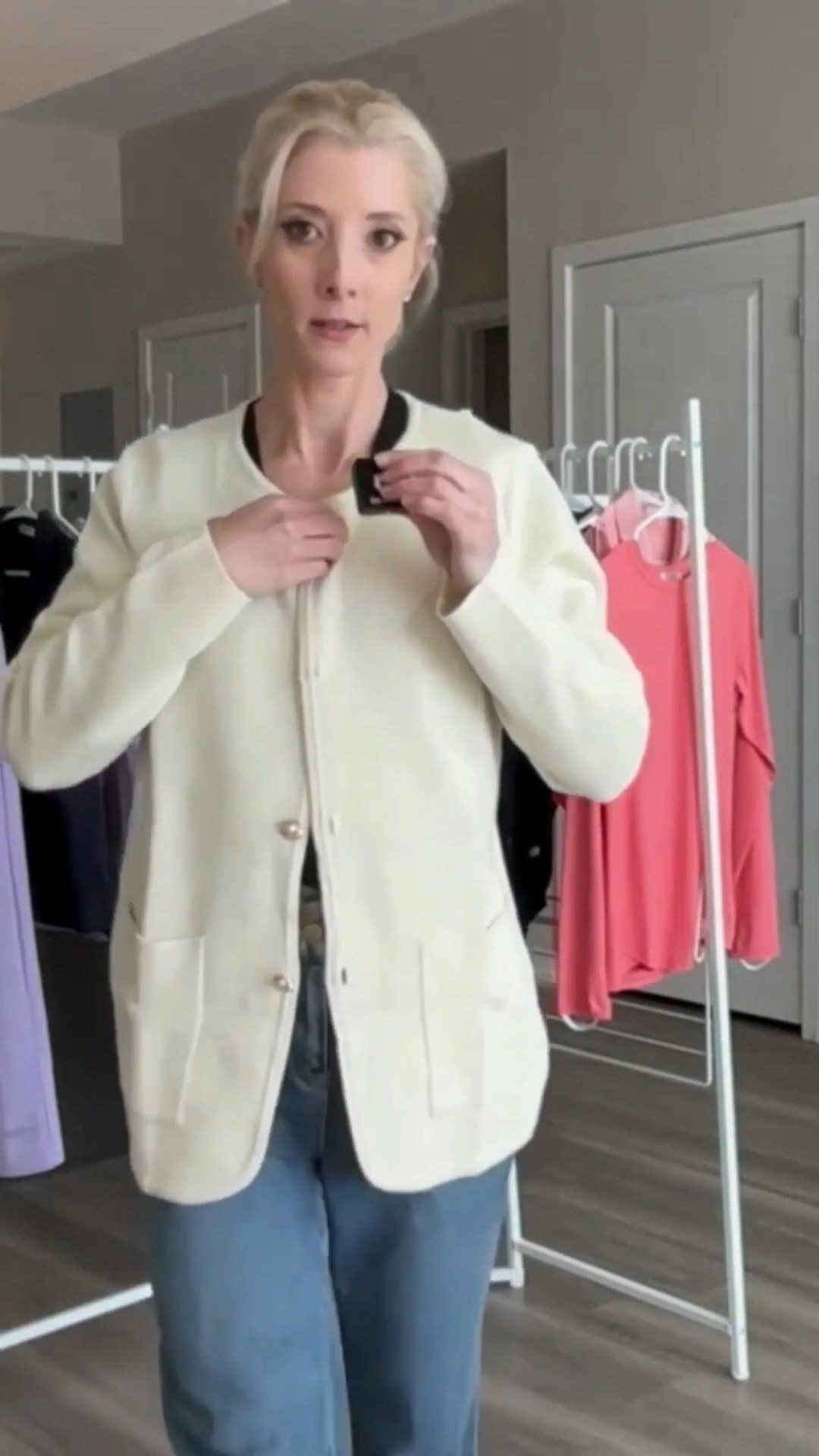 2025 Fall Long Sleeve Cardigan Sweater Blazer for Women
Work appropriate and weekend layering idea over white jeans 
Style tip: wear for Business Casual office throw on and hang up easy machine wash or over a cool pair of high waist pants and a classic white collared button down shirt. 
Love my Open Front Button Down Knit Jacket on Amazon fashion! Shop classic chic style under $50!

#LTKStyleTip #LTKFindsUnder50 #LTKWorkwear