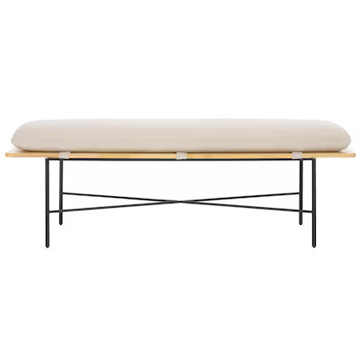 Safavieh Modern Cream/Black Accent Bench 52-in x 15.9-in x 17.7-in | Lowe's