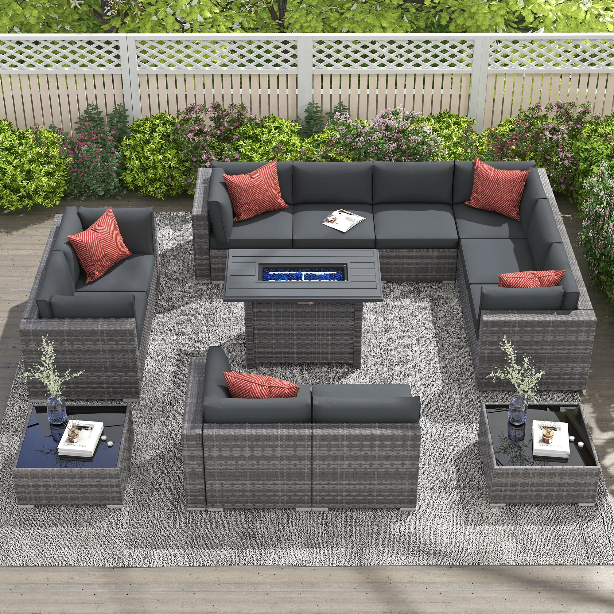Bult Wicker 10 - Person Modular Patio Conversation Sets with Cushions | Wayfair North America