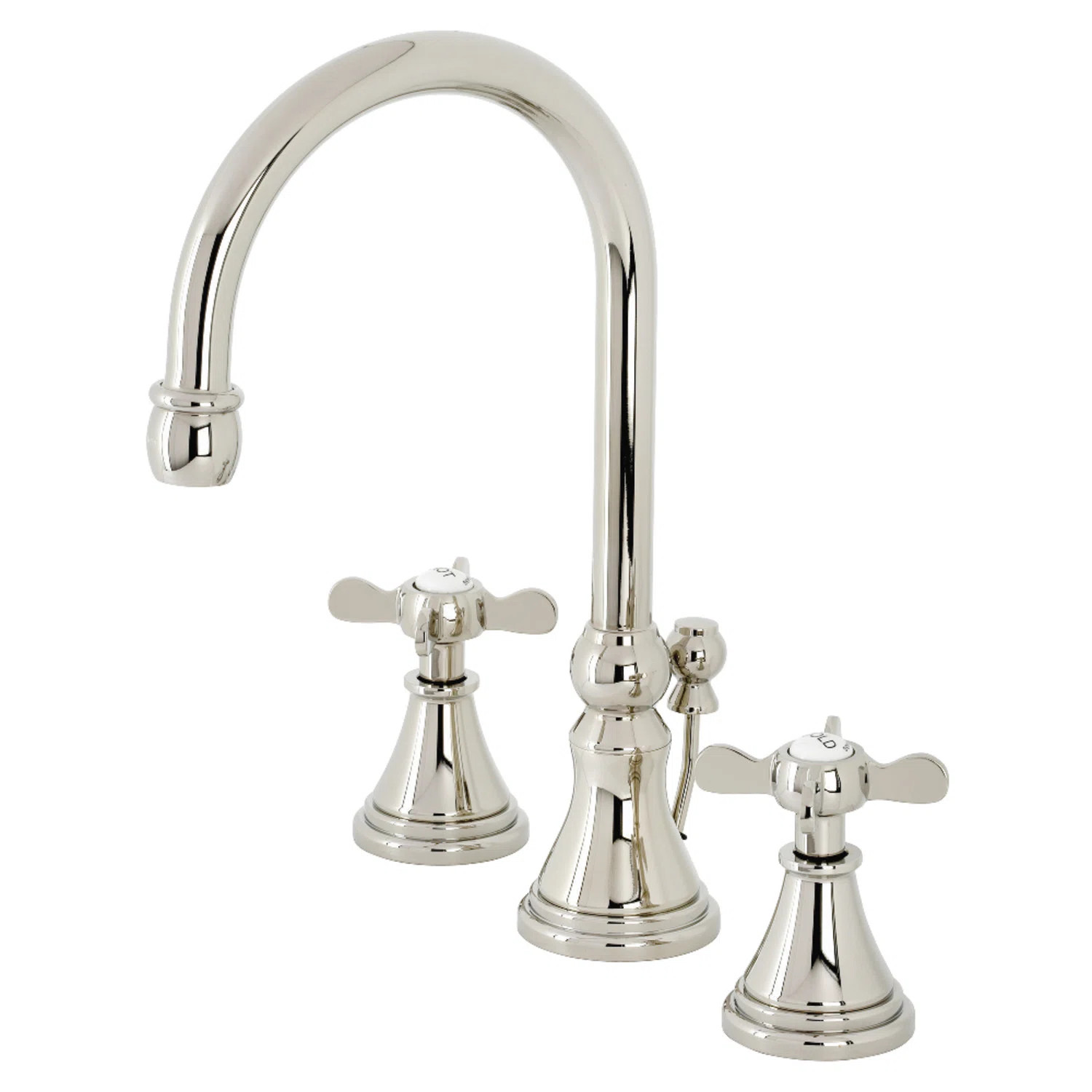 Kingston Brass Essex Two-Handle 3-Hole Deck Mount Widespread Bathroom Faucet with Brass Pop-Up Drain | Wayfair North America