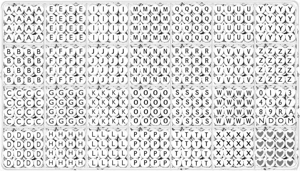 YMSDZHL Alphabet Beads A-Z 1400Pcs Letter Beads, Acrylic 4x7mm Round Letter Beads Kits,Black Digi... | Amazon (US)