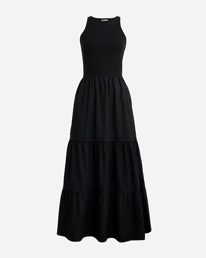 Vintage rib high-neck cutaway tank dress with poplin skirt | J. Crew US