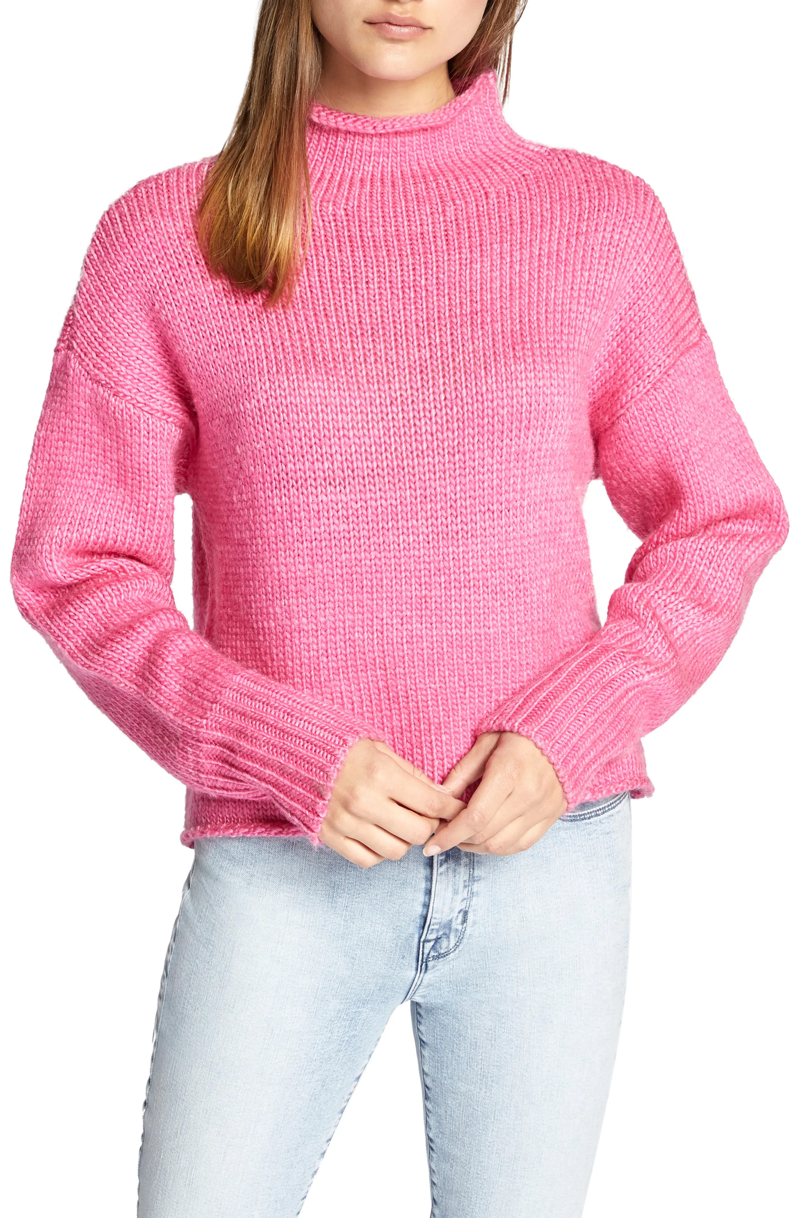 Women's Sanctuary Curl Up Sweater, Size Medium - Pink | Nordstrom