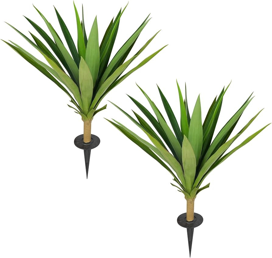 Velener Artificial Agave Plants Outdoor with Ground Spike, Set of 2 UV Resistant Fake Plants, Lar... | Amazon (US)