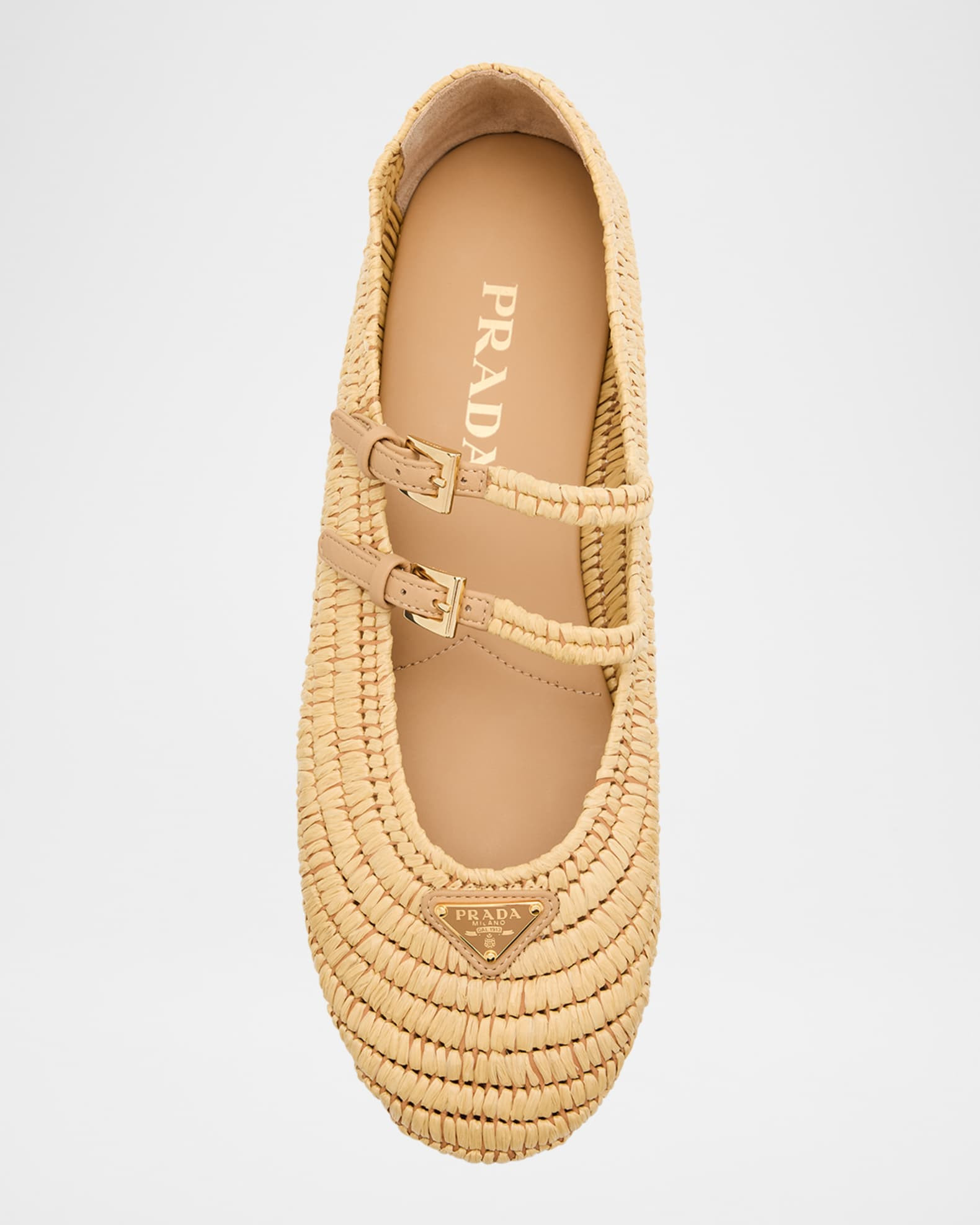 Stuoia Raffia Dual Mary Jane Ballerina Flats | Neiman Marcus