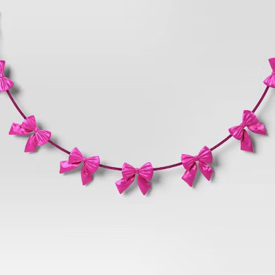 Christmas Velvet Bow Garland Pink - Wondershop™ | Target