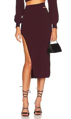 Michael Costello x REVOLVE Cut Out Knit Midi Skirt in Plum from Revolve.com | Revolve Clothing (Global)