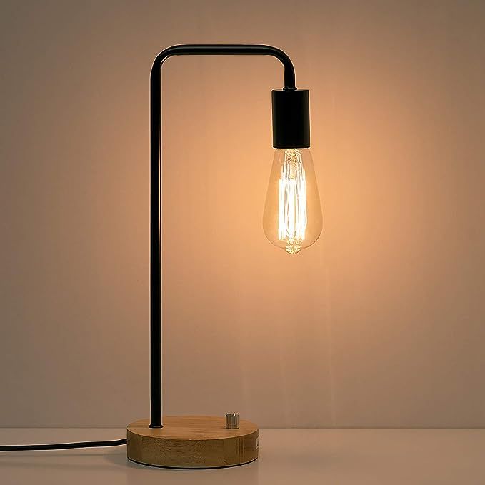 HAITRAL Industrial Desk Lamp, Vintage Edison Bulb Table Lamp for Dorm, Office, Bedroom, Living Ro... | Amazon (US)