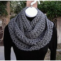 Infinity Scarf Loop Cowl, COLOR Options, Extra Long Skinny Solid Charcoal Grey Gray Soft Narrow Crochet Knit Winter, Ready to Ship in 2 Days | Etsy (US)
