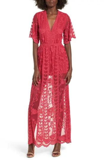 Women's Socialite Lace Overlay Romper, Size X-Small - Pink | Nordstrom