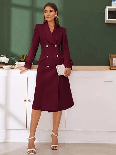SHEIN Unity Shawl Collar Double Breasted Blazer Dress | SHEIN