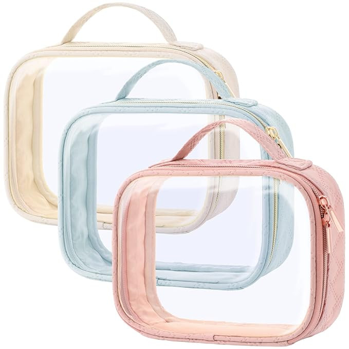 PACKISM TSA Approved Toiletry Bag, 3 Pack Clear Makeup Bags with Handle Large Opening, Clear Toil... | Amazon (US)